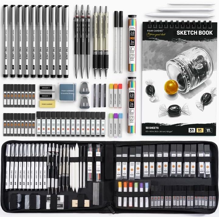 Advanced Drawing Kit — 73 Pieces with Fineliners and Mechanical Pencils
