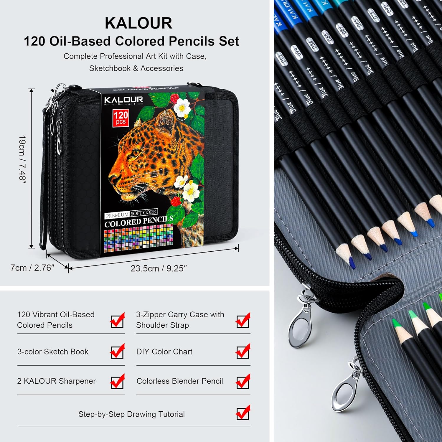 Coloured Pencil Set — 120 Colours with Case, Sketchbook and Sharpeners