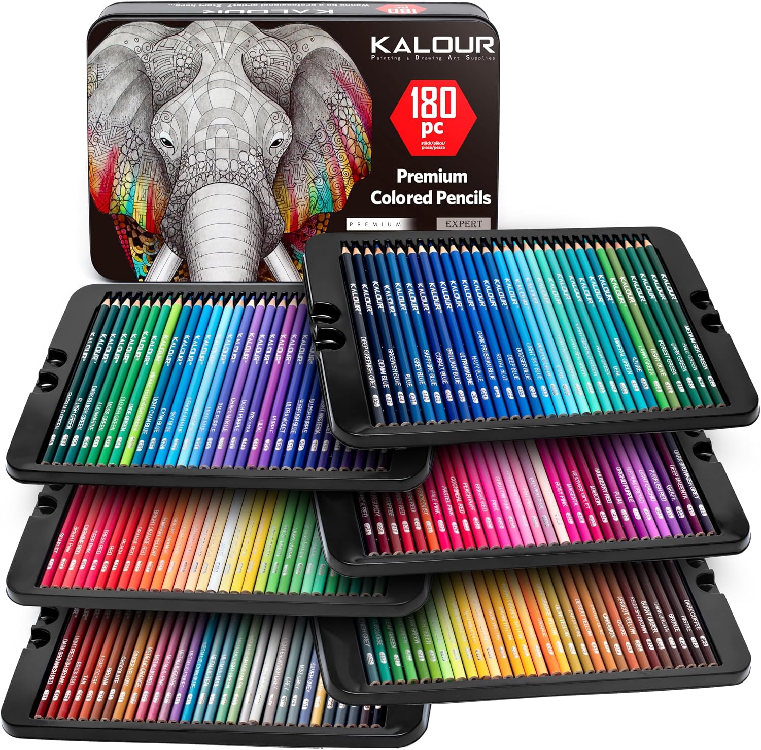 Coloured Pencil Set — 180 Colours, Soft Core with Metallics