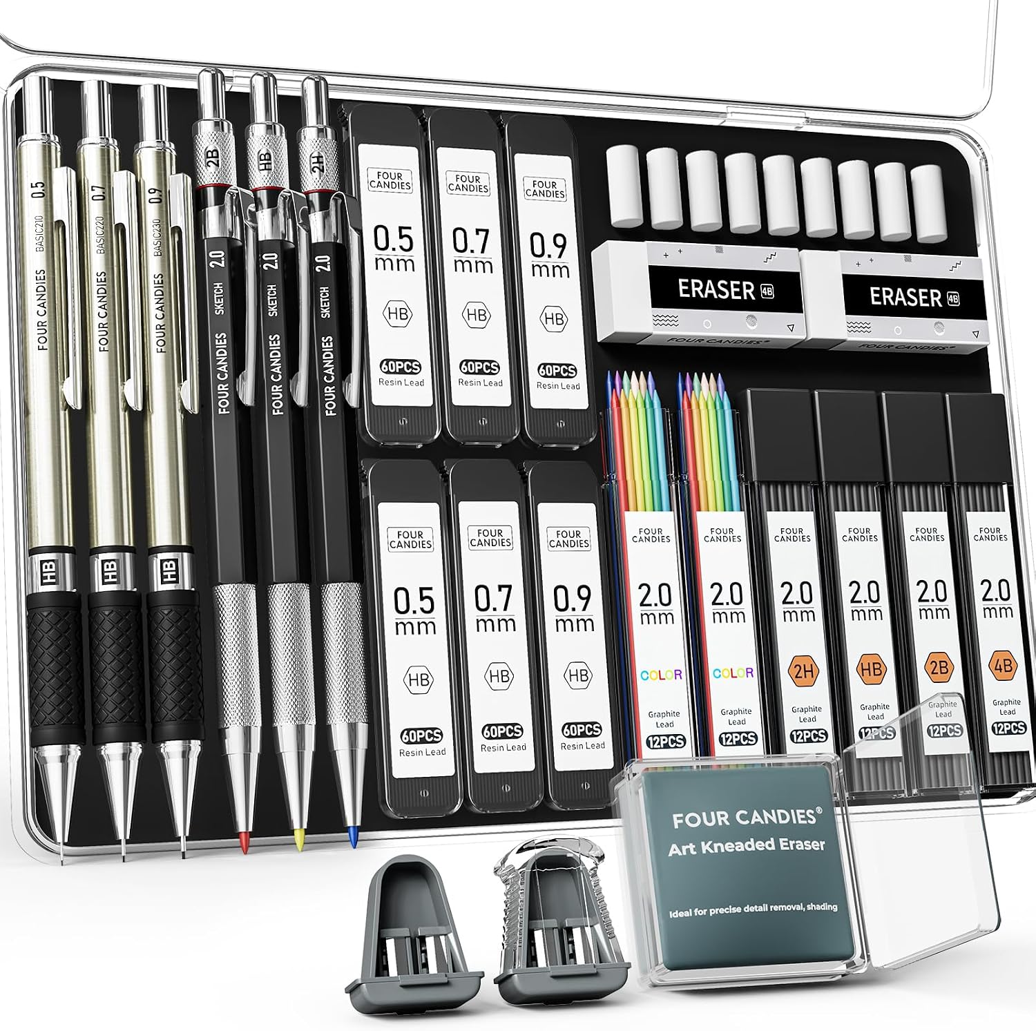 Mechanical Pencil Set — 25 Pieces with 432 Lead Refills and Case