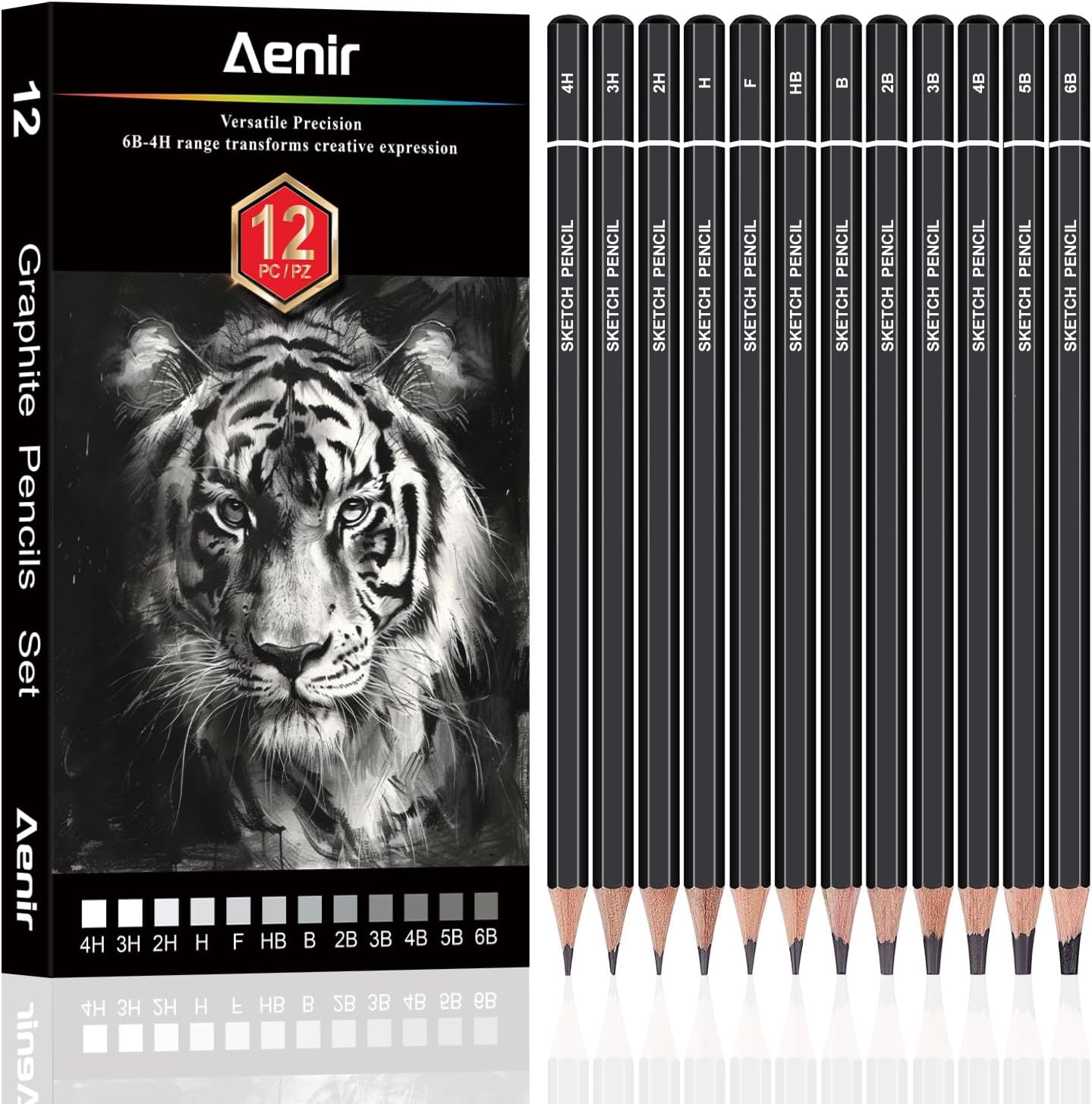 Sketch Pencil Set — 12 Pencils, 6B to 4H
